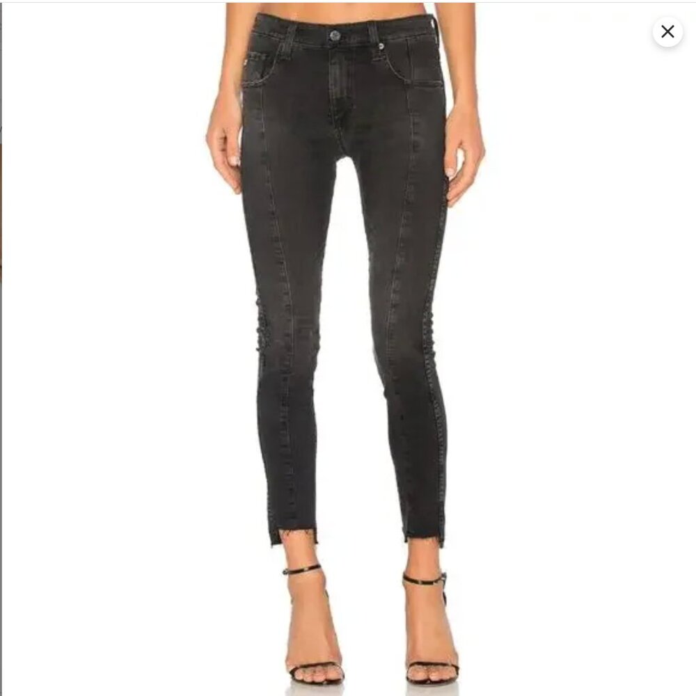 The Farrah Skinny Ankle Color: 13 YEARS DUSTY BLACK 25 Crop Step Fray with Seam